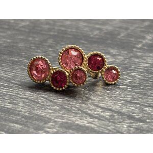 Vintage Sarah Coventry Gold Filled Pink Crystal Rhinestone Clip On Earrings